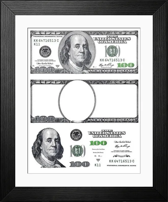 Framed Print : U.S. 100 dollar banknote. Elements for design purpose on white background Framed Print : U.S. 100 dollar banknote. Elements for design purpose on white background