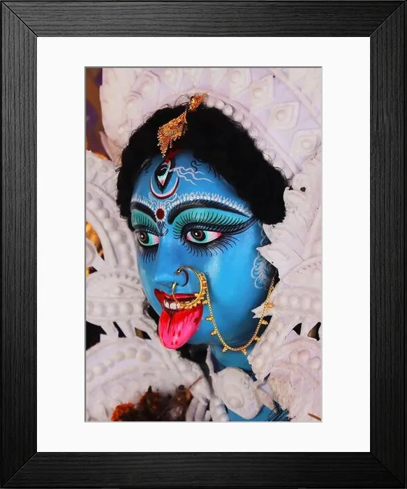 Framed Print : happy kali puja and diwali, idol of hindu goddess maa kali at puja pandal in west bengal, india. famous religious festival of bengal and india Framed Print : happy kali puja and diwali, idol of hindu goddess maa kali at puja pandal in west bengal, india. famous religious festival of bengal and india