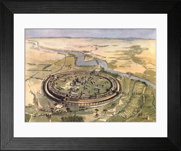 Framed Print : Baghdad in the Days of Mansur, 1915. Aerial view of the walled city of Baghdad (modern-day Iraq) as it might have appeared in the 8th century AD Framed Print : Baghdad in the Days of Mansur, 1915. Aerial view of the walled city of Baghdad (modern-day Iraq) as it might have appeared in the 8th century AD