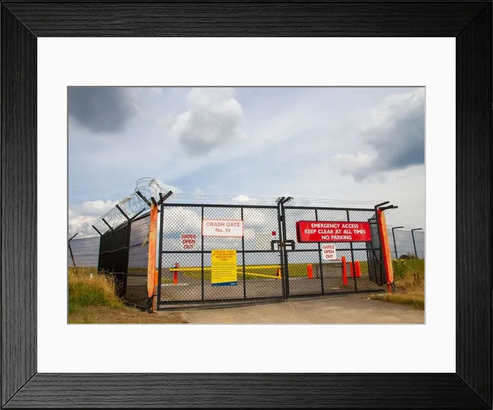 Framed Print : Emergency crash gates at Manchester Airport Framed Print : Emergency crash gates at Manchester Airport