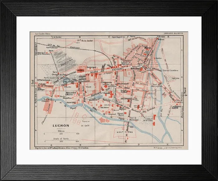 Framed Print : LUCHON. Vintage town city plan. Haute-Garonne, 1933 vintage map Framed Print : LUCHON. Vintage town city plan. Haute-Garonne, 1933 vintage map