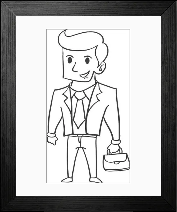 Framed Print : Hand draw of businessman character Framed Print : Hand draw of businessman character