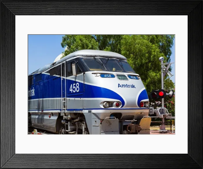 Framed Print : Amtrak Pacific Surfliner train passing through San Juan Capistrano, Orange County, California, USA Framed Print : Amtrak Pacific Surfliner train passing through San Juan Capistrano, Orange County, California, USA