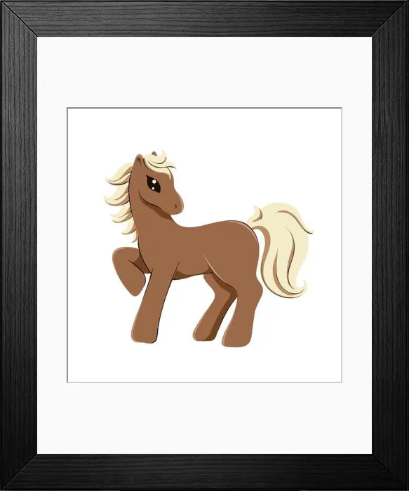 Framed Print : Vector illustration of purebreed flaxen chestnut horse in cartoon style isolated on white Framed Print : Vector illustration of purebreed flaxen chestnut horse in cartoon style isolated on white