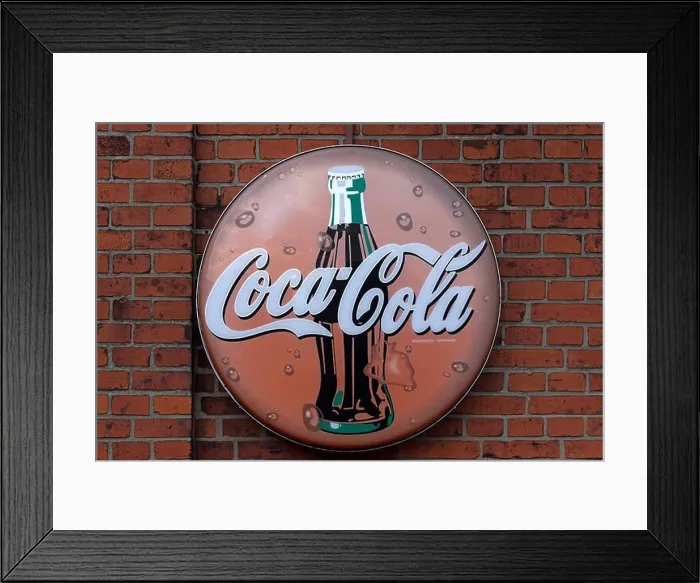 Framed Print : Old Coca-Cola advertising sign, 50's, on brick wall, Lauenburg, Schleswig-Holstein, Germany Framed Print : Old Coca-Cola advertising sign, 50's, on brick wall, Lauenburg, Schleswig-Holstein, Germany