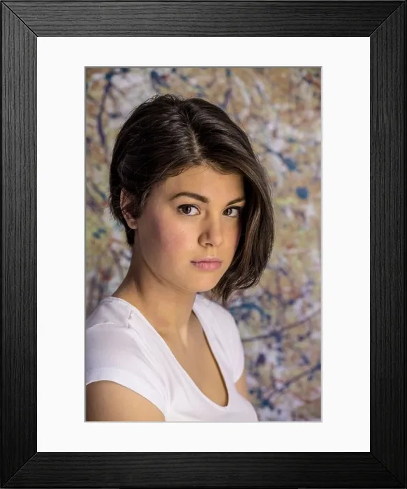 Framed Print : Confident attractive 16 year old girl with asymmetrical pixie cut hairstyle Framed Print : Confident attractive 16 year old girl with asymmetrical pixie cut hairstyle