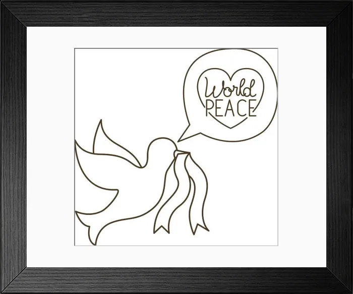 Framed Print : dove of peace with world peace isolated icon Framed Print : dove of peace with world peace isolated icon