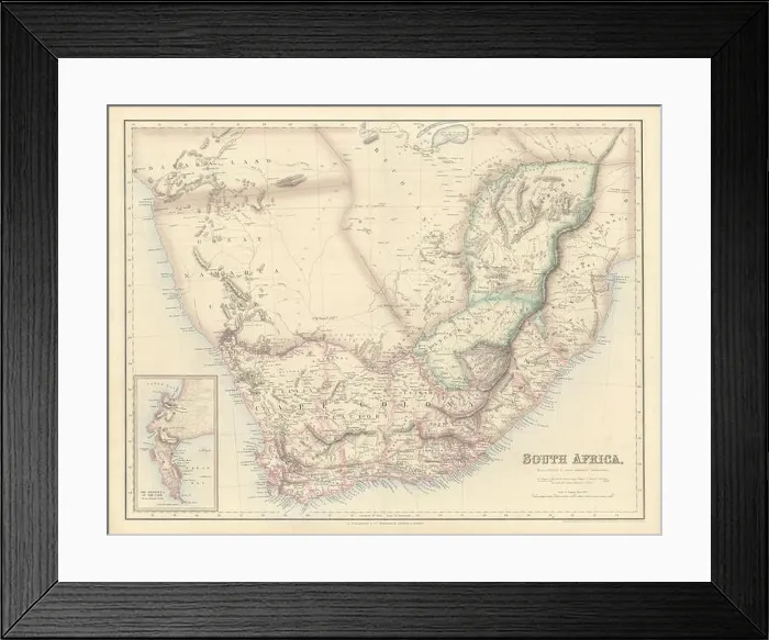 Framed Print : Southern Africa. Cape Town. Bechuanaland Gt Namaqua Land. SWANSTON 1860 map Framed Print : Southern Africa. Cape Town. Bechuanaland Gt Namaqua Land. SWANSTON 1860 map