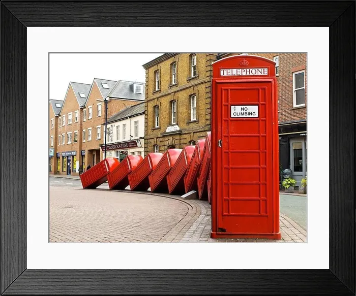Framed Print : Red Phone boxes - Kingston upon Thames Framed Print : Red Phone boxes - Kingston upon Thames