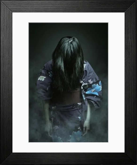 Framed Print : Japanese ghost in kimono dress. Horror and halloween Framed Print : Japanese ghost in kimono dress. Horror and halloween