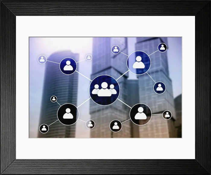 Framed Print : HR - Human resources management concept on blurred business center background Framed Print : HR - Human resources management concept on blurred business center background