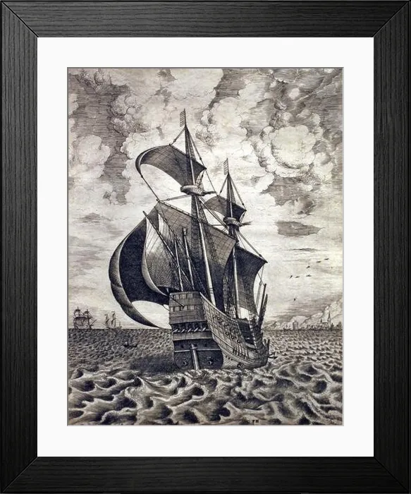 Framed Print : Armed Four masted Ship Making for a Port 1561-1562 by Pieter Brueghel the Elder 1525-1562 and Frans Huys 1522-1562 The Brueghel family Framed Print : Armed Four masted Ship Making for a Port 1561-1562 by Pieter Brueghel the Elder 1525-1562 and Frans Huys 1522-1562 The Brueghel family