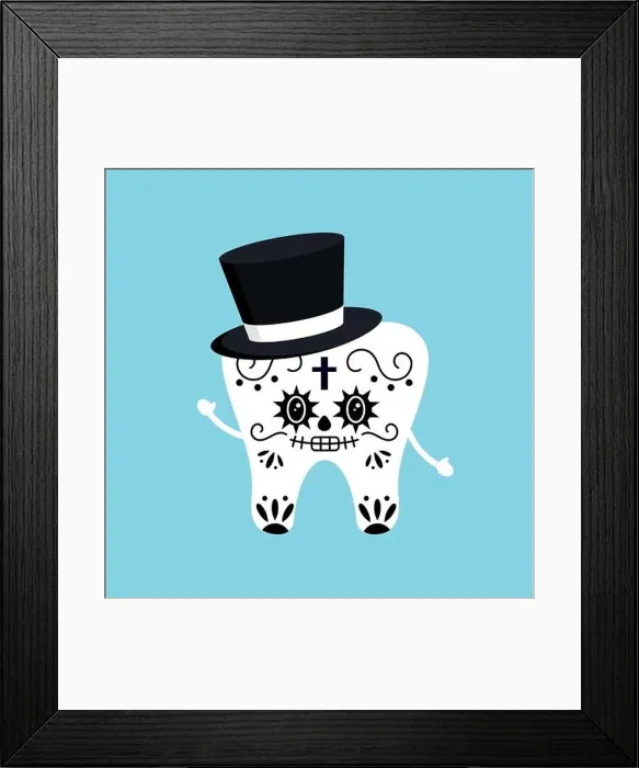 Framed Print : Cute tooth with Mexican day of the dead skull makeup costume Framed Print : Cute tooth with Mexican day of the dead skull makeup costume