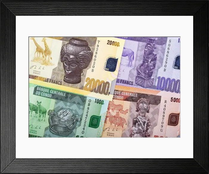 Framed Print : Congolese Franc a business background