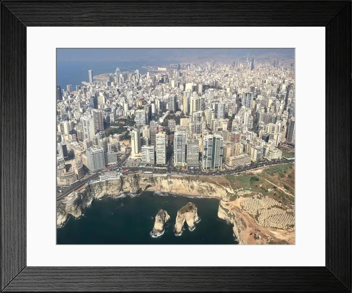 Framed Print : Beirut, Aerial View Over Pigeon Rocks Framed Print : Beirut, Aerial View Over Pigeon Rocks