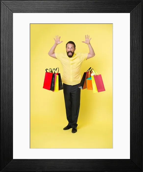 Framed Print : I am fed up with shopping. Common thought men hate shopping. Man shouting face dropping shopping bags. Guy aggressive gives up carrying bunch bags. St Framed Print : I am fed up with shopping. Common thought men hate shopping. Man shouting face dropping shopping bags. Guy aggressive gives up carrying bunch bags. St