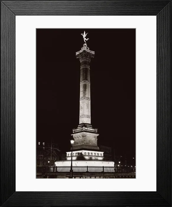 Framed Print : A vertical grayscale of the Colonne de Juillet monument at Bastille palace at night in Paris, France Framed Print : A vertical grayscale of the Colonne de Juillet monument at Bastille palace at night in Paris, France