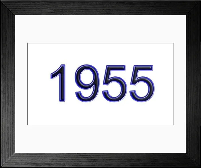 Framed Print : blue 1955 number 3d effect white background Framed Print : blue 1955 number 3d effect white background