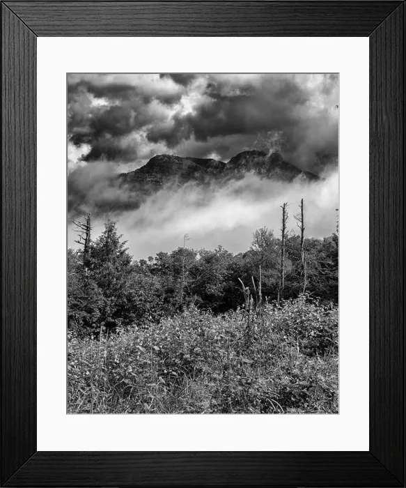 Framed Print : Grandfather Mountain In Fog Linville, North Carolina - Moody Grandfather Mountain Pokes Through The Fog, Blue Ridge Parkway Stormy Clouds Framed Print : Grandfather Mountain In Fog Linville, North Carolina - Moody Grandfather Mountain Pokes Through The Fog, Blue Ridge Parkway Stormy Clouds