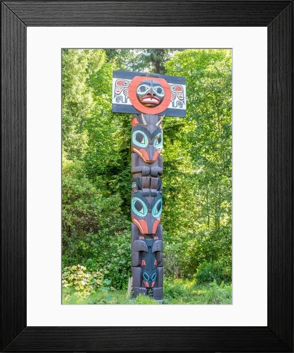 Framed Print : The traditional lands of the Coast Salish people with Totem Poles in Stanley Park Vancouver Framed Print : The traditional lands of the Coast Salish people with Totem Poles in Stanley Park Vancouver