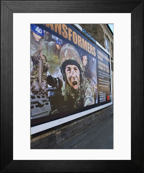 Framed Print : Advertising billboard for Territorial Army on side wall of house in Newport South Wales UK Framed Print : Advertising billboard for Territorial Army on side wall of house in Newport South Wales UK
