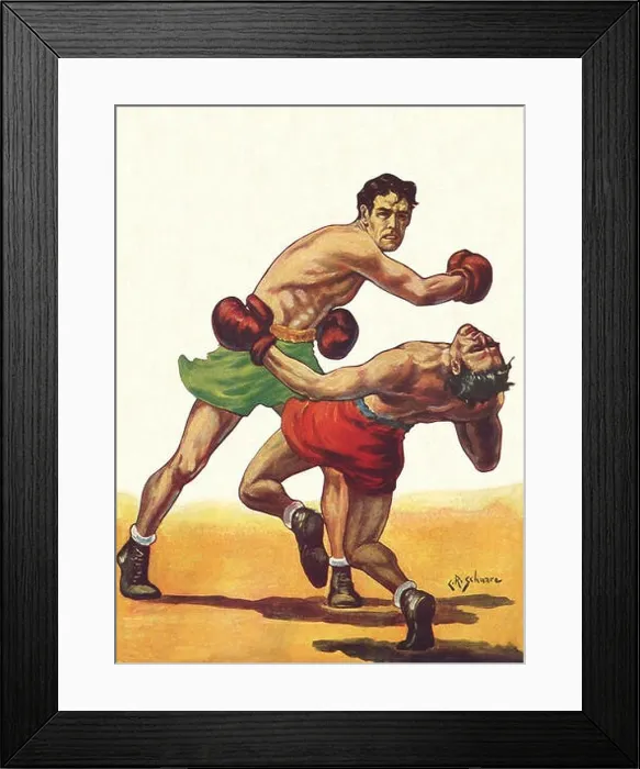 Framed Print : Boxer Falls Backward Framed Print : Boxer Falls Backward