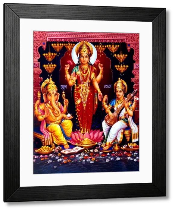 Framed Print : Lakshmi Ganesh and Saraswati Hindu Gods Framed Print : Lakshmi Ganesh and Saraswati Hindu Gods