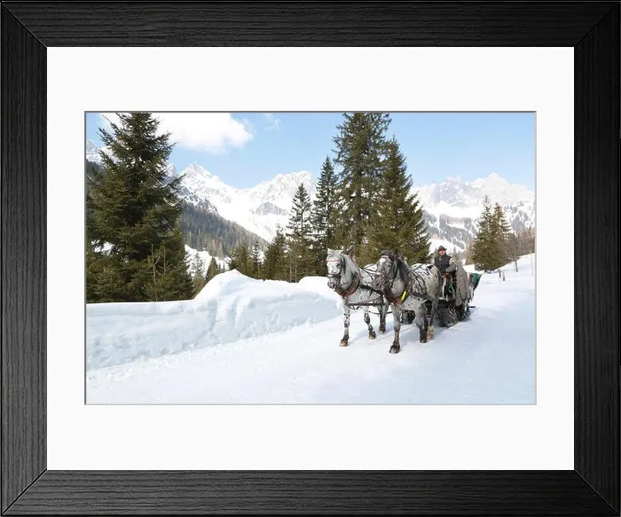 Framed Print : People in a horse sleigh in austria Framed Print : People in a horse sleigh in austria