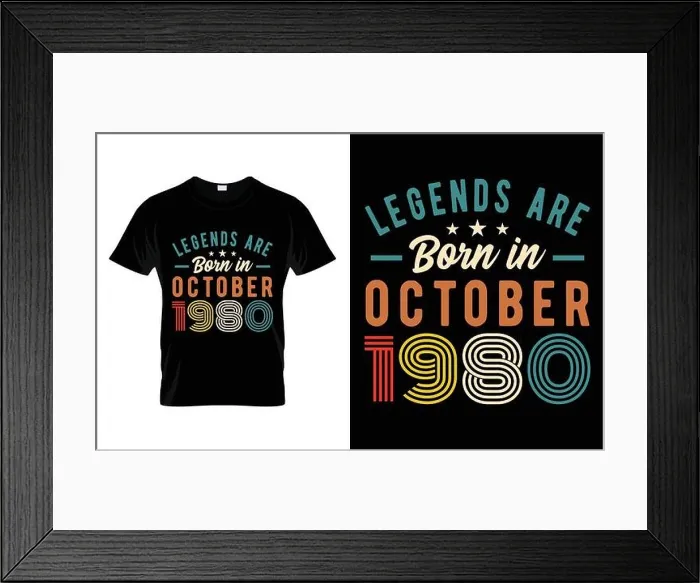 Framed Print : 43rd Birthday t shirt Legends are born in October 1980 Happy Birthday Gift T-Shirt Framed Print : 43rd Birthday t shirt Legends are born in October 1980 Happy Birthday Gift T-Shirt