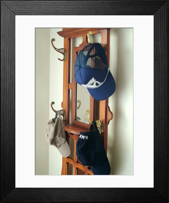 Framed Print : Sweet Home home house hall entrance hatstand rack hanger mirror wood wooden baseball hats wall corner white stylish furniture Framed Print : Sweet Home home house hall entrance hatstand rack hanger mirror wood wooden baseball hats wall corner white stylish furniture