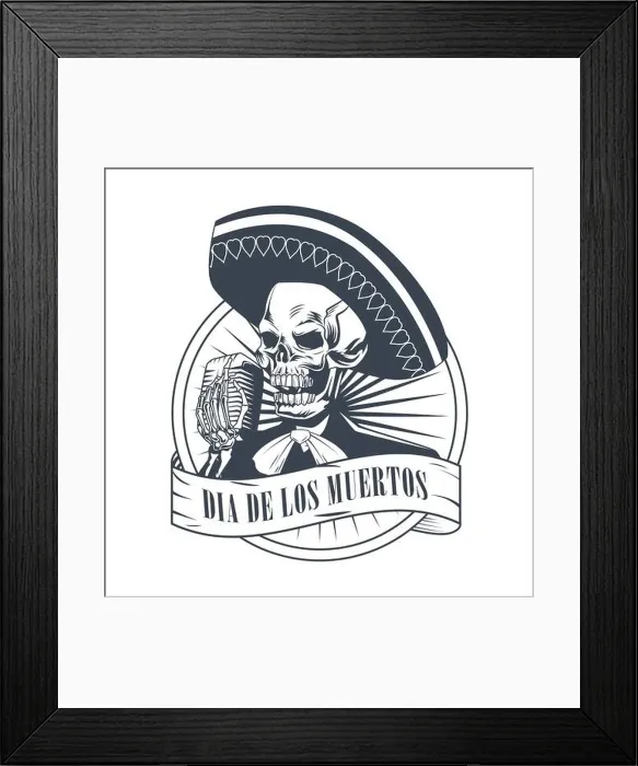 Framed Print : dia de los muertos poster with mariachi skull singing with microphone drawing vector illustration design Framed Print : dia de los muertos poster with mariachi skull singing with microphone drawing vector illustration design