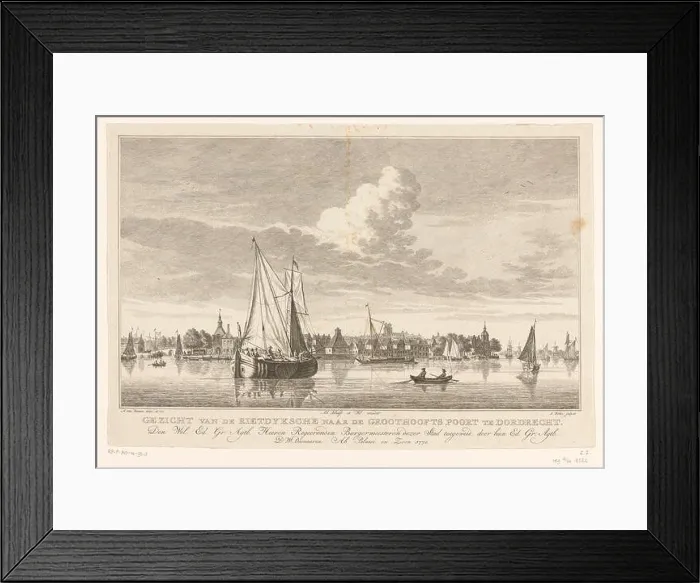 Framed Print : Gezicht op Dordrecht Gezicht van de Rietdyksche naar de Groothoofts Poort te Dordrecht (titel op object) View of Dordrecht