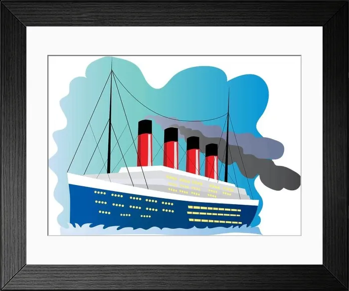 Framed Print : A cartoon illustration of the ship Titanic Framed Print : A cartoon illustration of the ship Titanic