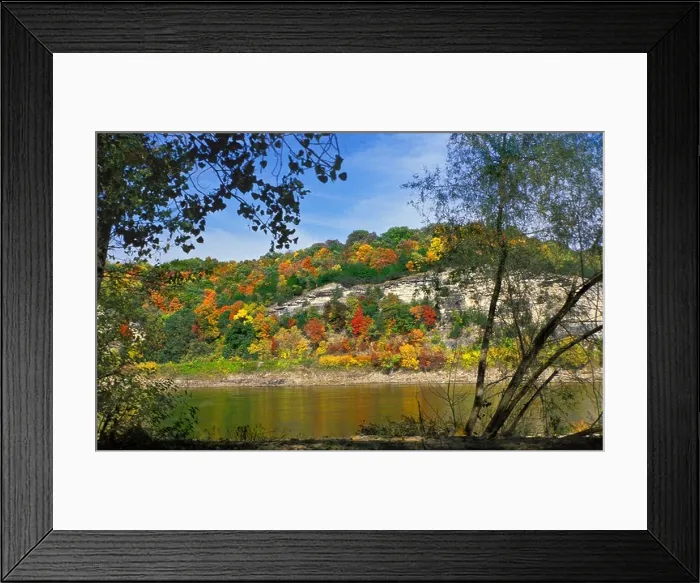 Framed Print : Missouri river and limestone bluffs in fall, near Booneville Missouri and the MKT rails to trails path, Midwest USA Framed Print : Missouri river and limestone bluffs in fall, near Booneville Missouri and the MKT rails to trails path, Midwest USA
