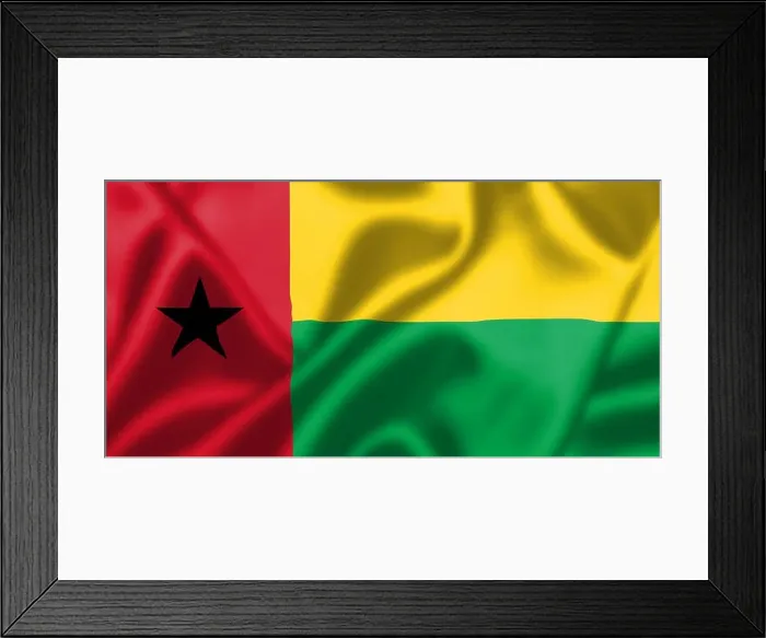 Framed Print : Guinea-Bissau flag blowing in the wind. Background texture Framed Print : Guinea-Bissau flag blowing in the wind. Background texture
