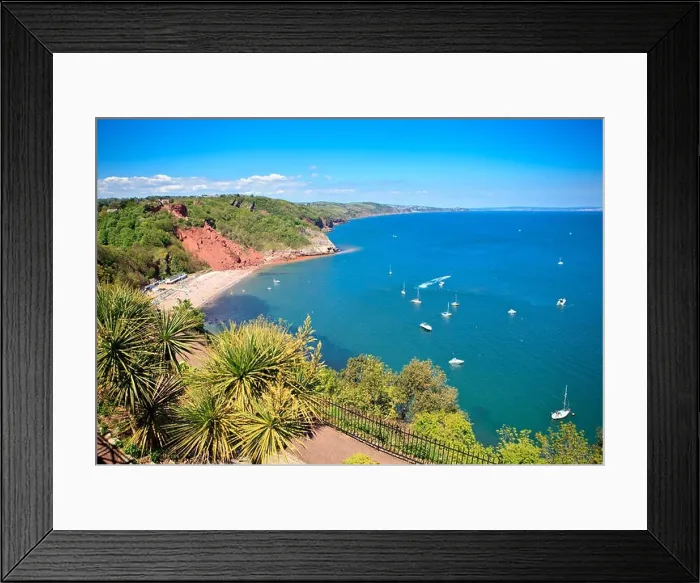 Framed Print : Babbacombe beach in Devon, England, View from above, sea and the coast Framed Print : Babbacombe beach in Devon, England, View from above, sea and the coast