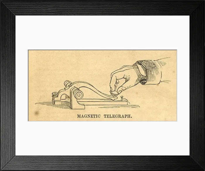 Framed Print : 1854 engraving, Magnetic (or, Electric) Telegraph transmitter key Framed Print : 1854 engraving, Magnetic (or, Electric) Telegraph transmitter key