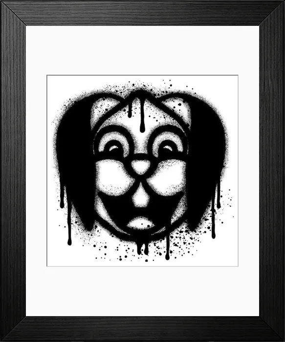 Framed Print : Rabbit graffiti with black spray paint. vector illustration Framed Print : Rabbit graffiti with black spray paint. vector illustration