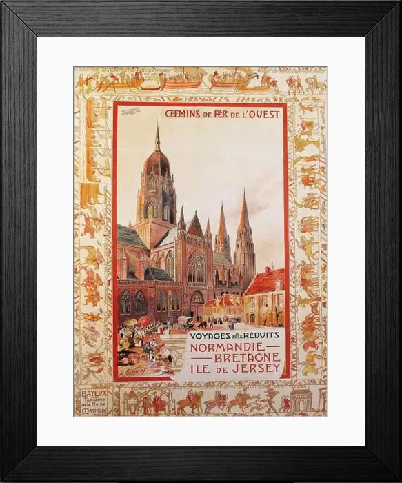 Framed Print : A vintage travel poster for trips to Jersey, Normandy and Brittany, France Framed Print : A vintage travel poster for trips to Jersey, Normandy and Brittany, France