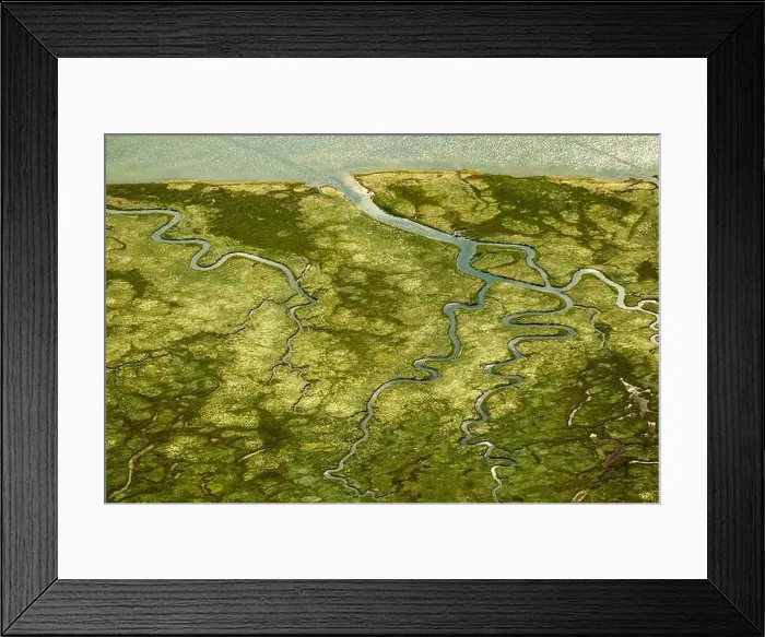 Framed Print : Ostheller- landscape and salt marshes in the Wadden Sea prils Norderney island as part of the East Frisian Islands, aerial view, 27.08.2014, Germany Framed Print : Ostheller- landscape and salt marshes in the Wadden Sea prils Norderney island as part of the East Frisian Islands, aerial view, 27.08.2014, Germany