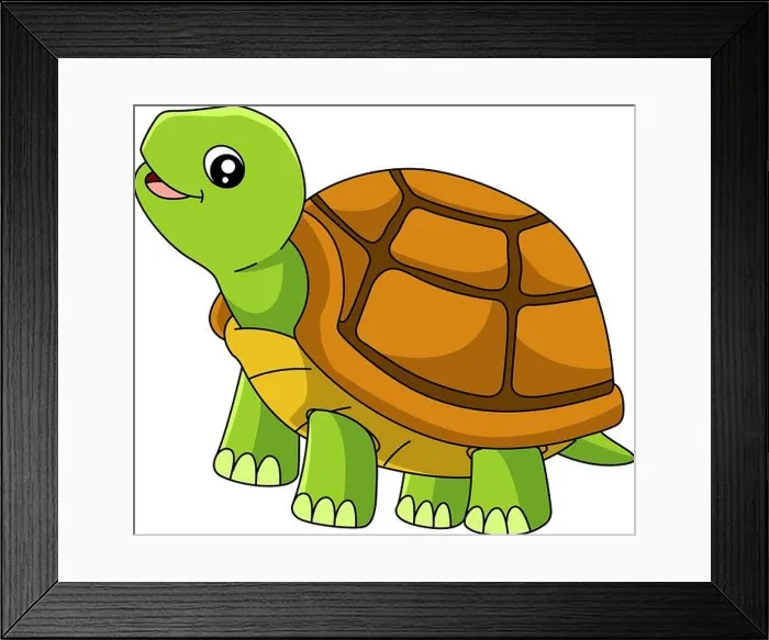 Framed Print : Turtle Cartoon Clipart Vector Illustration Framed Print : Turtle Cartoon Clipart Vector Illustration
