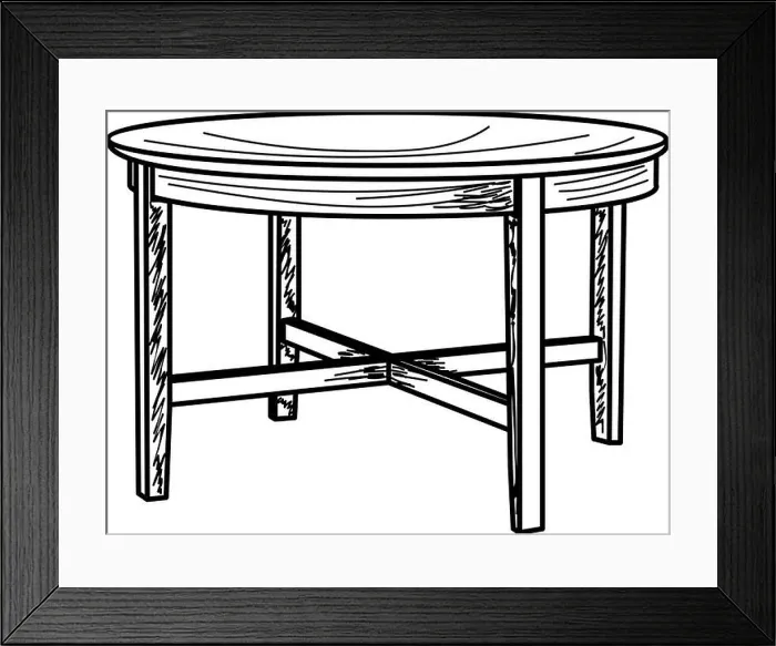 Framed Print : sketch of a table on a white background Framed Print : sketch of a table on a white background