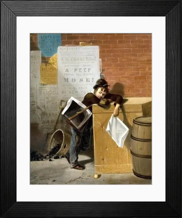 Framed Print : The Weary Newsboy by James Henry Cafferty Framed Print : The Weary Newsboy by James Henry Cafferty