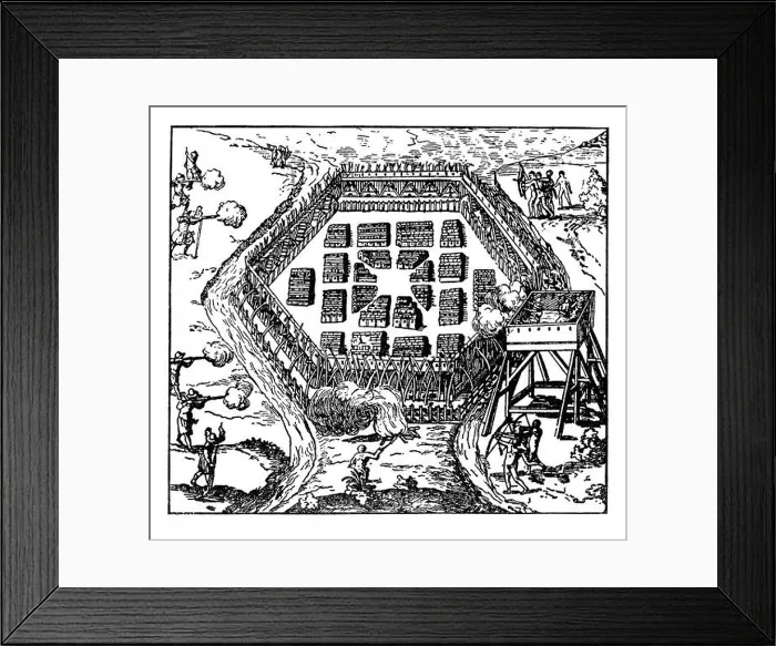 Framed Print : Samuel de Champlain Attacks Oneida Village, 1615 Framed Print : Samuel de Champlain Attacks Oneida Village, 1615