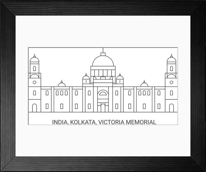 Framed Print : India, Kolkata, Victoria Memorial, travel landmark vector illustration Framed Print : India, Kolkata, Victoria Memorial, travel landmark vector illustration