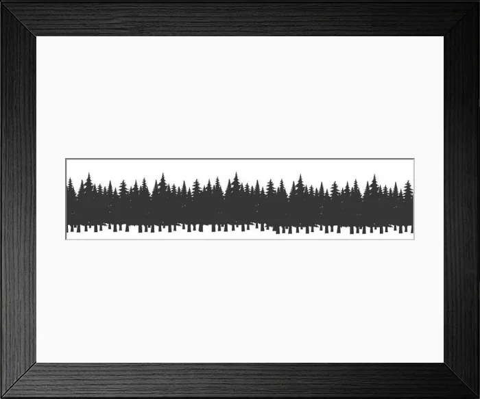 Framed Print : Forest of Christmas fir trees silhouette. Coniferous spruce panorama. Park of evergreen wood. Vector on white background Framed Print : Forest of Christmas fir trees silhouette. Coniferous spruce panorama. Park of evergreen wood. Vector on white background