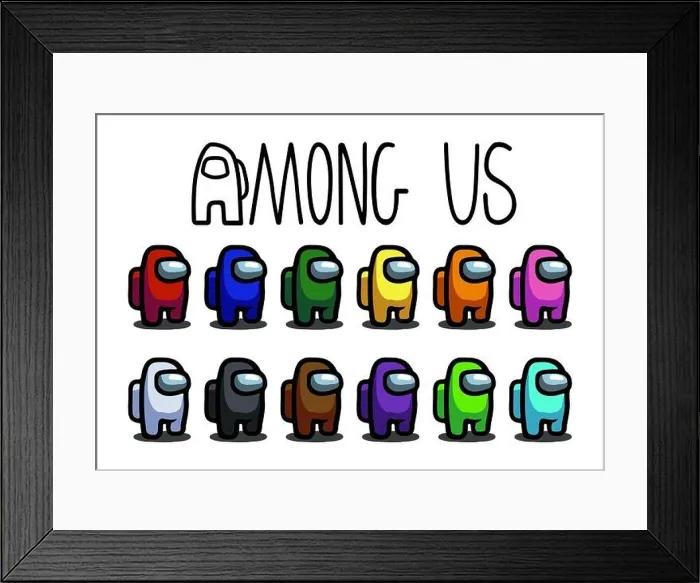 Framed Print : Vector images of colorful characters and heroes from the video game Among Us Framed Print : Vector images of colorful characters and heroes from the video game Among Us
