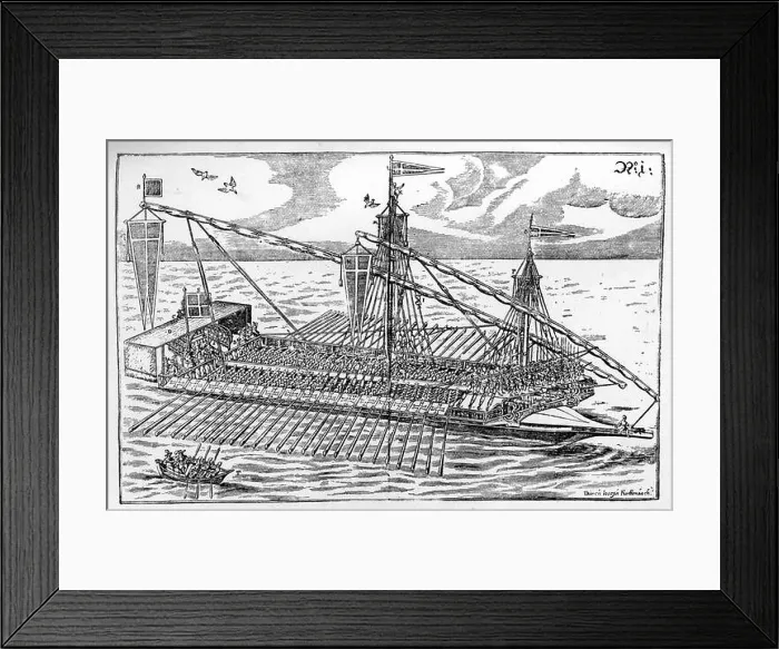 Framed Print : Admiral's galley - 17th century. Ship used by pirates Framed Print : Admiral's galley - 17th century. Ship used by pirates