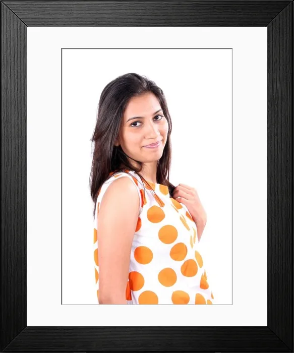 Framed Print : A portrait of a beautiful young Indian lady, on white background Framed Print : A portrait of a beautiful young Indian lady, on white background