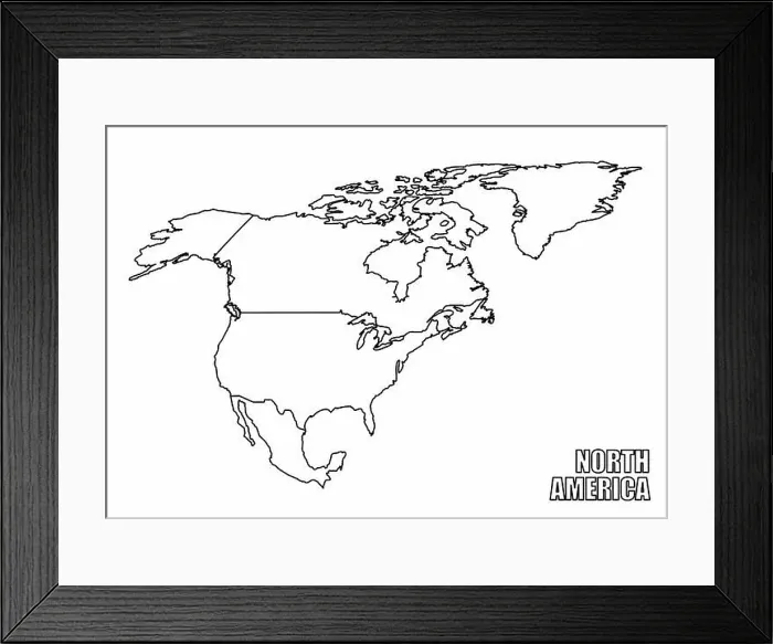 Framed Print : North America outline map